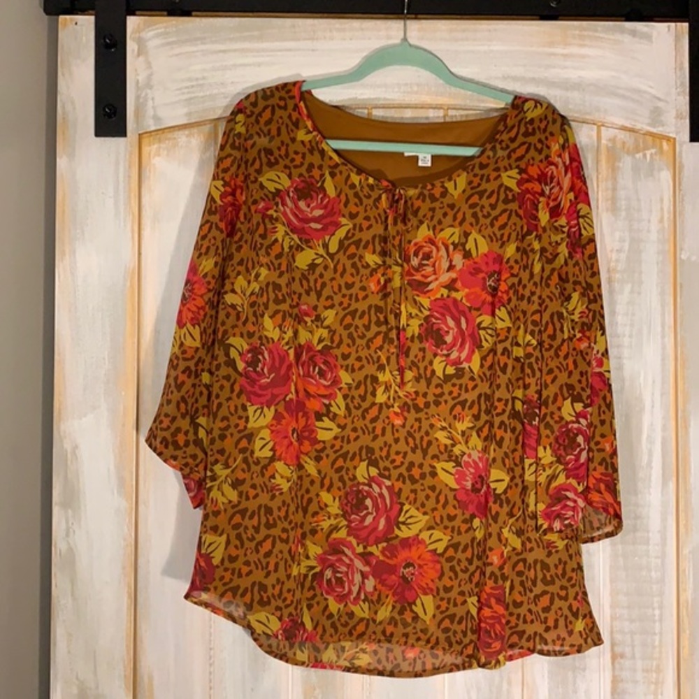 IssacMizrahiLive Cheetah and Floral Blouse